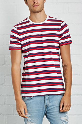 21 Men Men's  Multi-stripe Crew Neck Tee