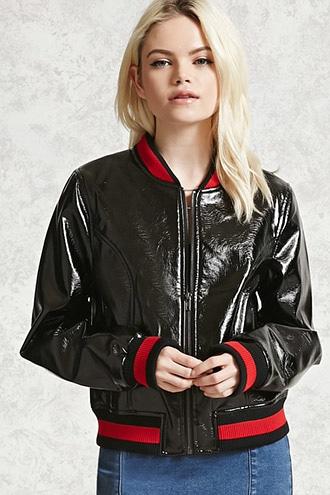 Forever21 Patent Bomber Jacket