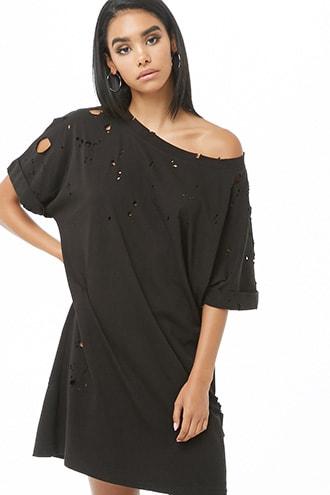 Forever21 Kikiriki Distressed T-shirt Dress