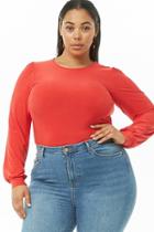 Forever21 Plus Size Sheeny Balloon-sleeve Top