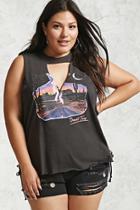 Forever21 Plus Size Desert Trim Cutout Tee