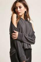 Forever21 Open-shoulder Hooded Top