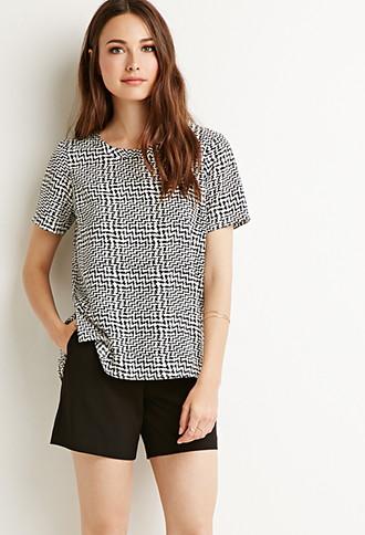 Love21 Boxy Houndstooth Top