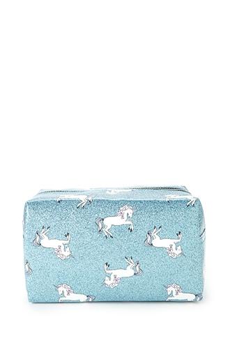 Forever21 Blue Unicorn Print Makeup Bag