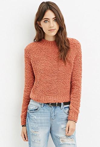 Forever21 Women's Fuzzy Mock Neck Sweater (ginger)