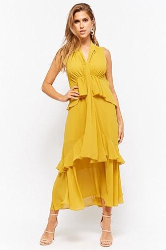 Forever21 Sheer Tiered Midi Dress