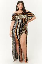Forever21 Plus Size Abstract Off-the-shoulder Maxi Dress