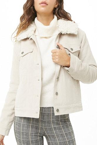 Forever21 Faux Fur-trim Corduroy Jacket