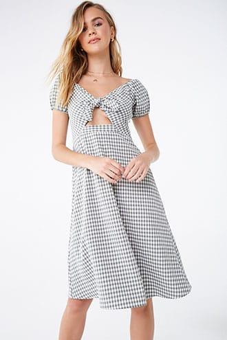 Forever21 Seersucker Gingham Tie-front Dress
