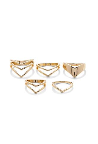 Forever21 Pointed Cutout Ring Set (gold)