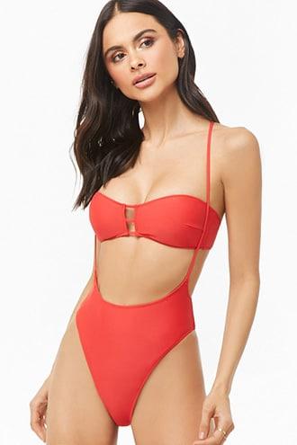 Forever21 Strappy Bikini Bottom & Bandeau Bikini Top Set
