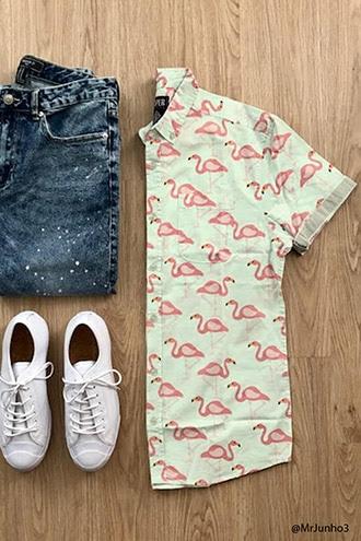 Forever21 Alpha Beta Flamingo Shirt