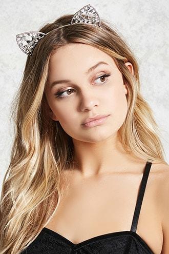Forever21 Diamante Cat Ear Headband