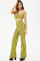 Forever21 Twisted Cropped Tube Top & Striped Pants Set