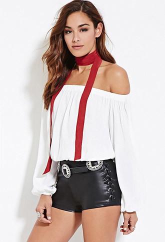 Forever21 Women's  Lace-up Faux Leather Shorts