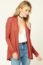 Forever21 Women's  Rust Slub Knit Open-front Cardigan