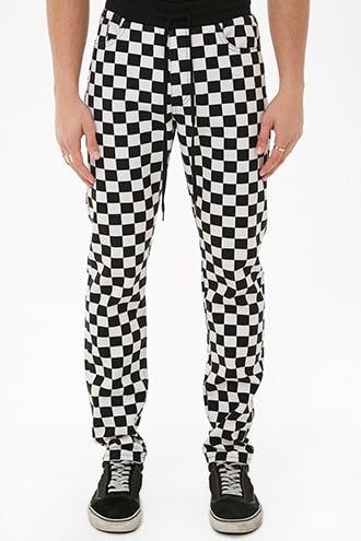 Forever21 Checkered Drawstring Denim Pants