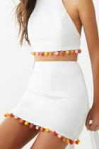 Forever21 Linen-blend Pom Pom Trim Skirt