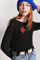Forever21 Distressed Rose Graphic Top