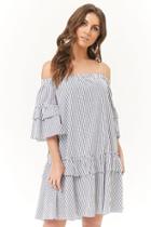 Forever21 Pinstriped Off-the-shoulder Dress