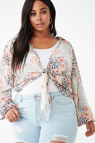 Forever21 Plus Size Floral Leopard Print Top