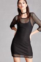 Forever21 Women's  Open-mesh Overlay Mini Dress