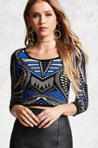 Forever21 Abstract Print Jacquard Top