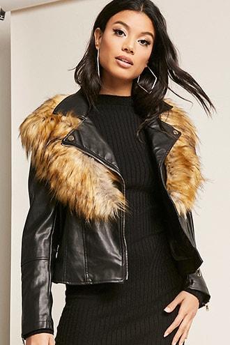 Forever21 Faux Fur & Leather Jacket