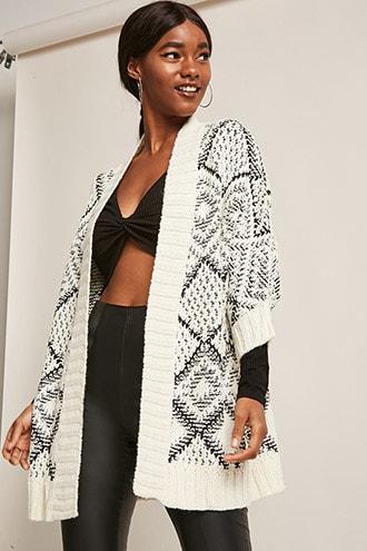 Forever21 Geo Open-front Cardigan