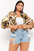 Forever21 Plus Size Baroque Pickup Sleeve Bomber Jacket