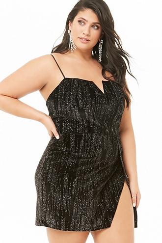 Forever21 Plus Size Velvet Glitter Embellished Dress