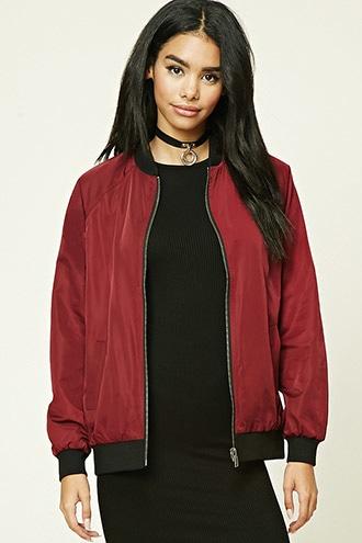 Forever21 Women's Reversible Bomber Jacket
