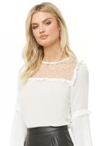 Forever21 Sheer Lace-yoke Top