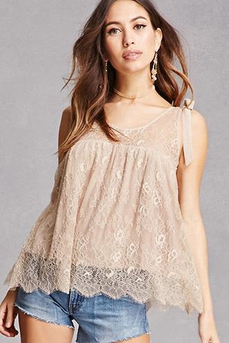 Forever21 Sheer Lace Tank Top