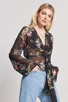 Forever21 Floral Wrap-front Top