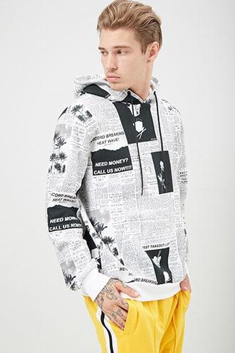 Forever21 Newspaper Print Hoodie