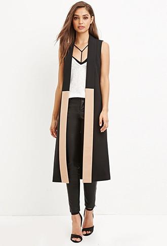 Forever21 Colorblocked Longline Vest