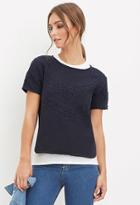 Forever21 Women's  Lace-paneled Top (navy)
