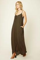 Forever21 Women's  Tie-front Pocketed Maxi Dress