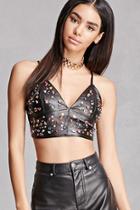 Forever21 Rhinestoned Faux Leather Cami