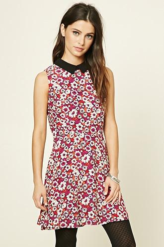 Forever21 Women's Fit And Flare Floral Mini Dress