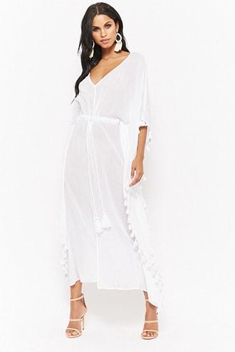 Forever21 Amale Kaftan Tasseled Swim Cover-up