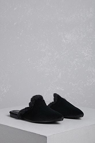 Forever21 Faux Fur Velvet Flats