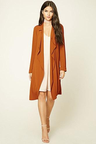 Love21 Women's  Rust Contemporary Drape-front Jacket