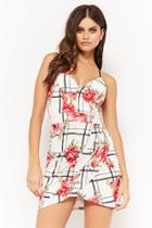 Forever21 Slub Knit Floral Grid Bodycon Cami Dress