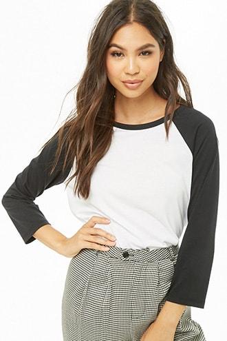 Forever21 Curved-hem Raglan Top