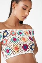 Forever21 Floral Crochet Off-the-shoulder Crop Top