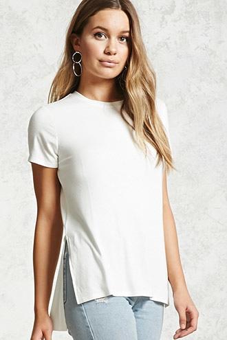 Forever21 Ribbed Knit High-low Tee