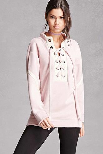 Forever21 Fleece Lace-up Sweatshirt