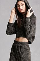 Forever21 Cropped Glitter Knit Hoodie